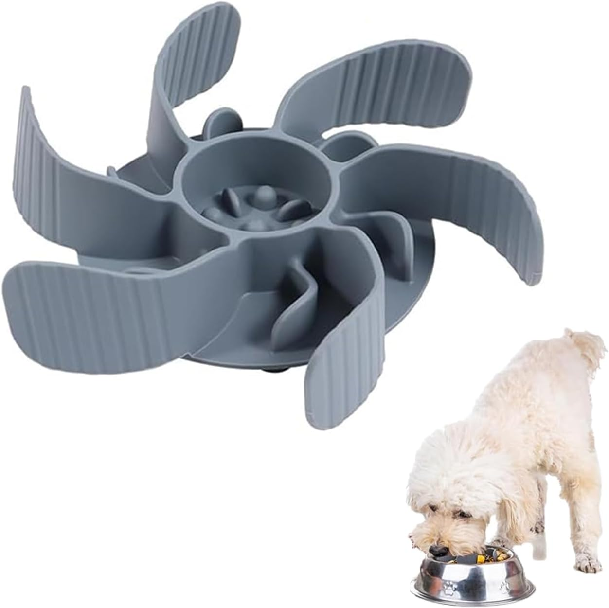 Roczential Slow Feeder Dog Bowl Insert, Flower Shaped Slow Feeder Insert with Strong Suction Cup, Suitable for Medium and Large Dogs, Slows down Eating Speed image number 4