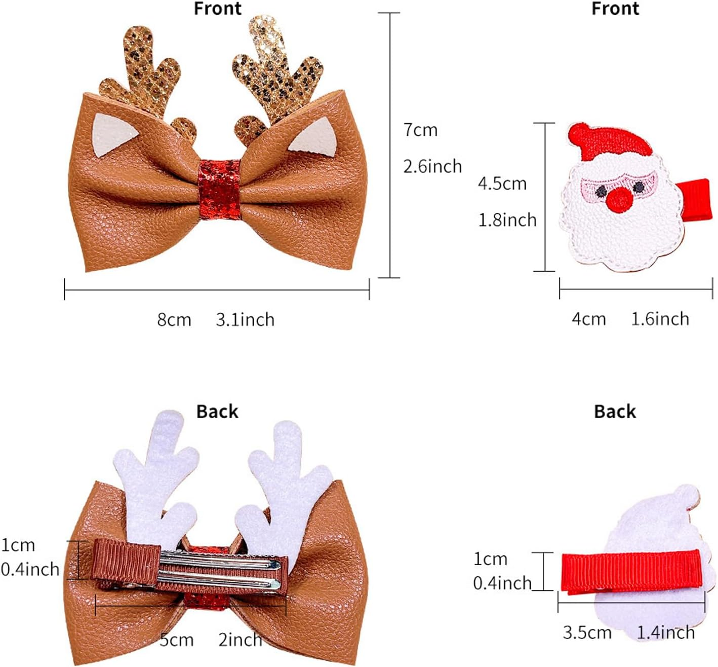 Lopsity Christmas Hair Clip Set Christmas Hairpin Cute Reindeer Antler Hair Accessory for Christmas Party for Girls Women Kids Gifts (A) image number 3