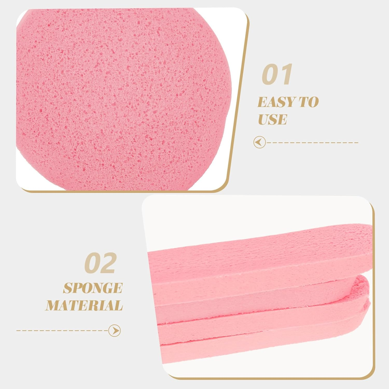 MUSISALY 50Pcs Compressed Facial Cleansing Sponges, Pink Single-Use Compressed Face Washing Sponge with Seaweed Extract, Exfoliating Makeup Removal Puff for Daily Skincare and Travel image number 3