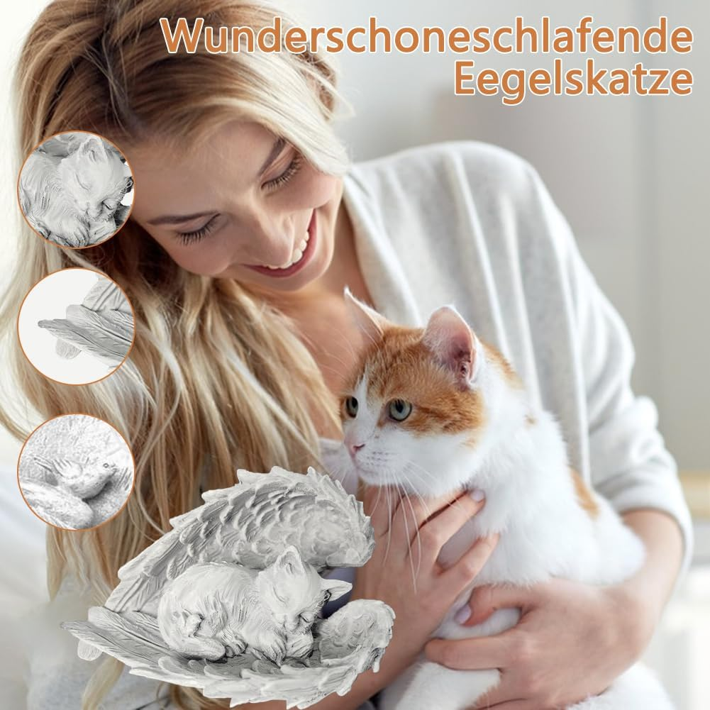 Tyafzzn Cat Angel Memorial Stone for Pets, Resin Cat Memorial Statue, Grave Ornament Cat, Tombstone Cat for Patio, Balcony, Garden or as a Gift image number 4