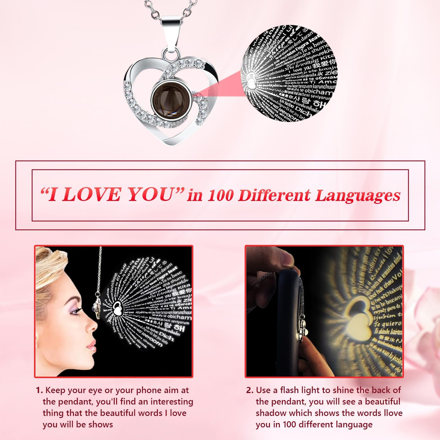 Preserved Red Real Rose with I Love You Necklace -Eternal Flowers Rose Gifts for Mom Wife Girlfriend Her on Anniversary Mothers Day Valentines Day Christmas Birthday Gifts for Women - Preserved Red Real Rose-D image number 2