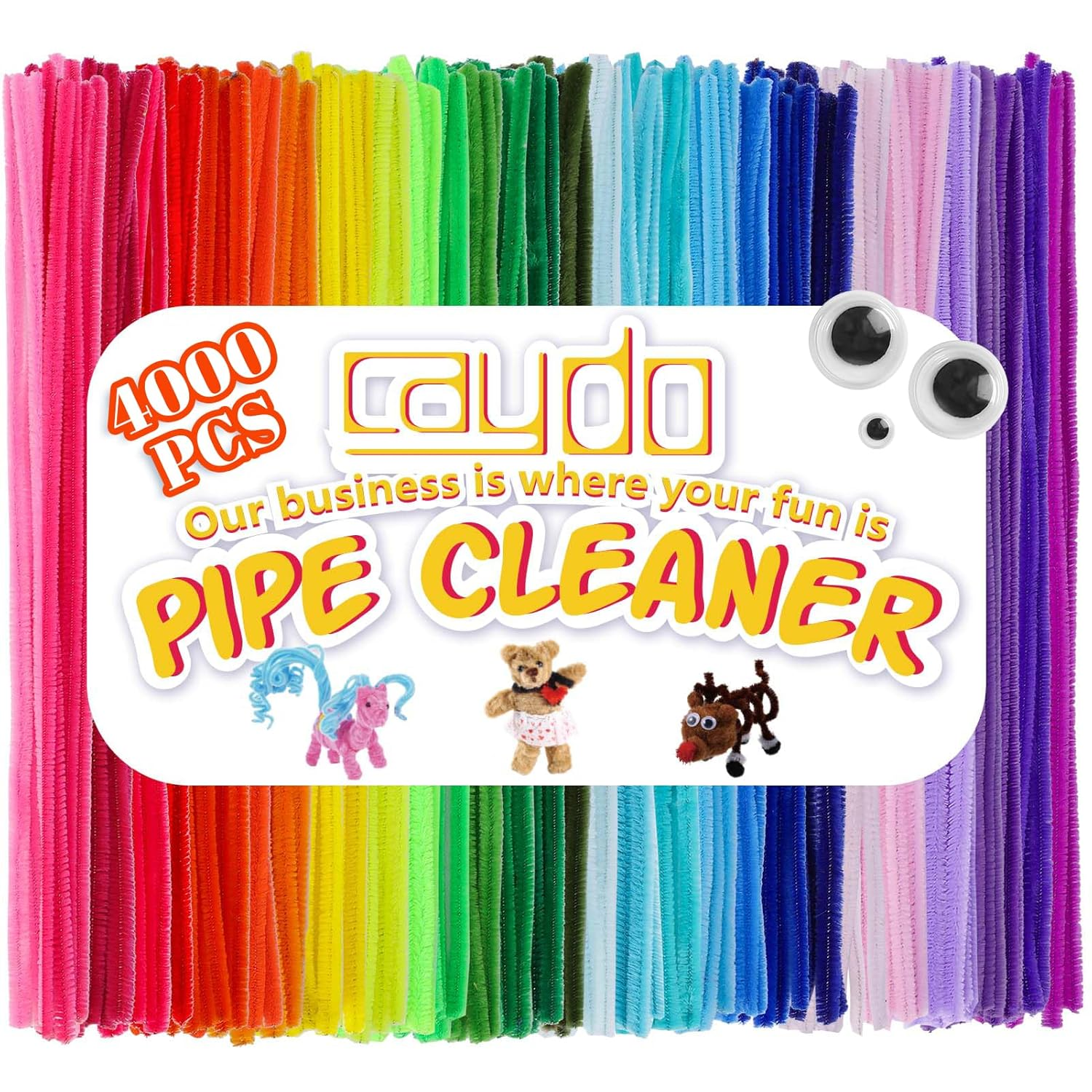Caydo 4000 Pieces Pipe Cleaners 40 Assorted Colored Chenille Stems for Art and Crafts, Pipe Cleaner Crafts for DIY Art and Craft Projects Creative Gift Party Decorations image number 6