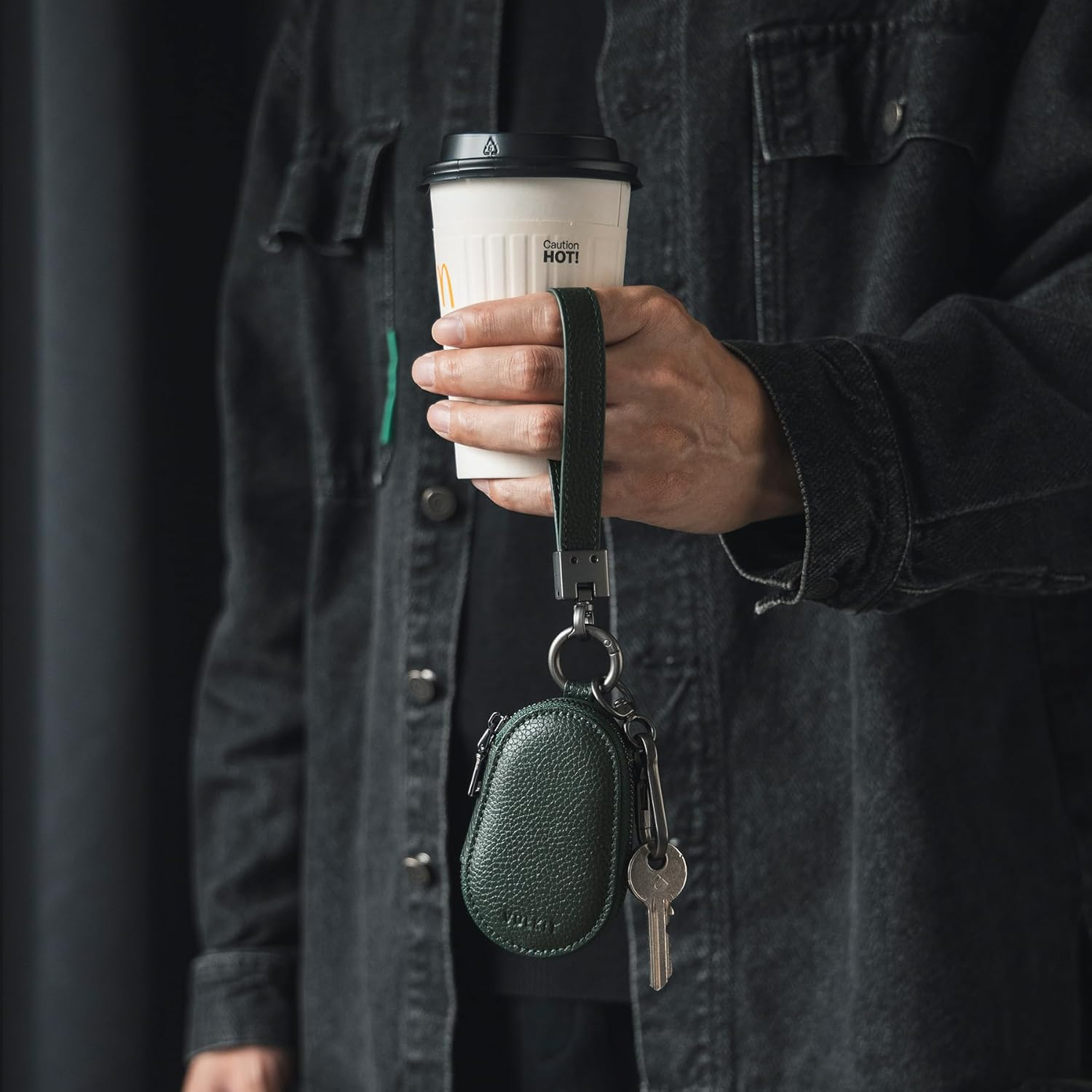 VULKIT Leather Car Key Case Universal Fitted for Car Keys with Lanyard Belt Loop Key Holder Wristlet Keychain for Men and Women image number 6