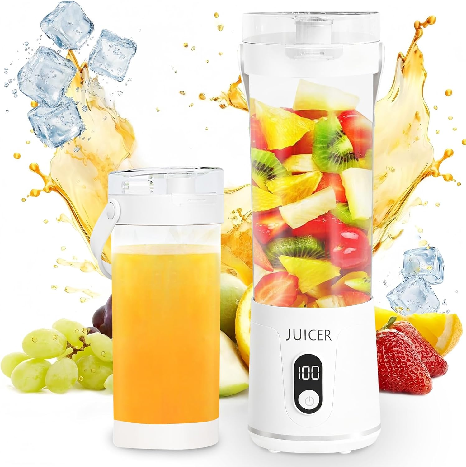 Portable Blender, 600Ml Personal Blender for Shakes and Smoothies Juice with 12 Blades Mini Blender, Electric USB Rechargeable Juicer for Kitchen,Home&Travel, Protein Shakes Cup,Bpa-Free image number 3