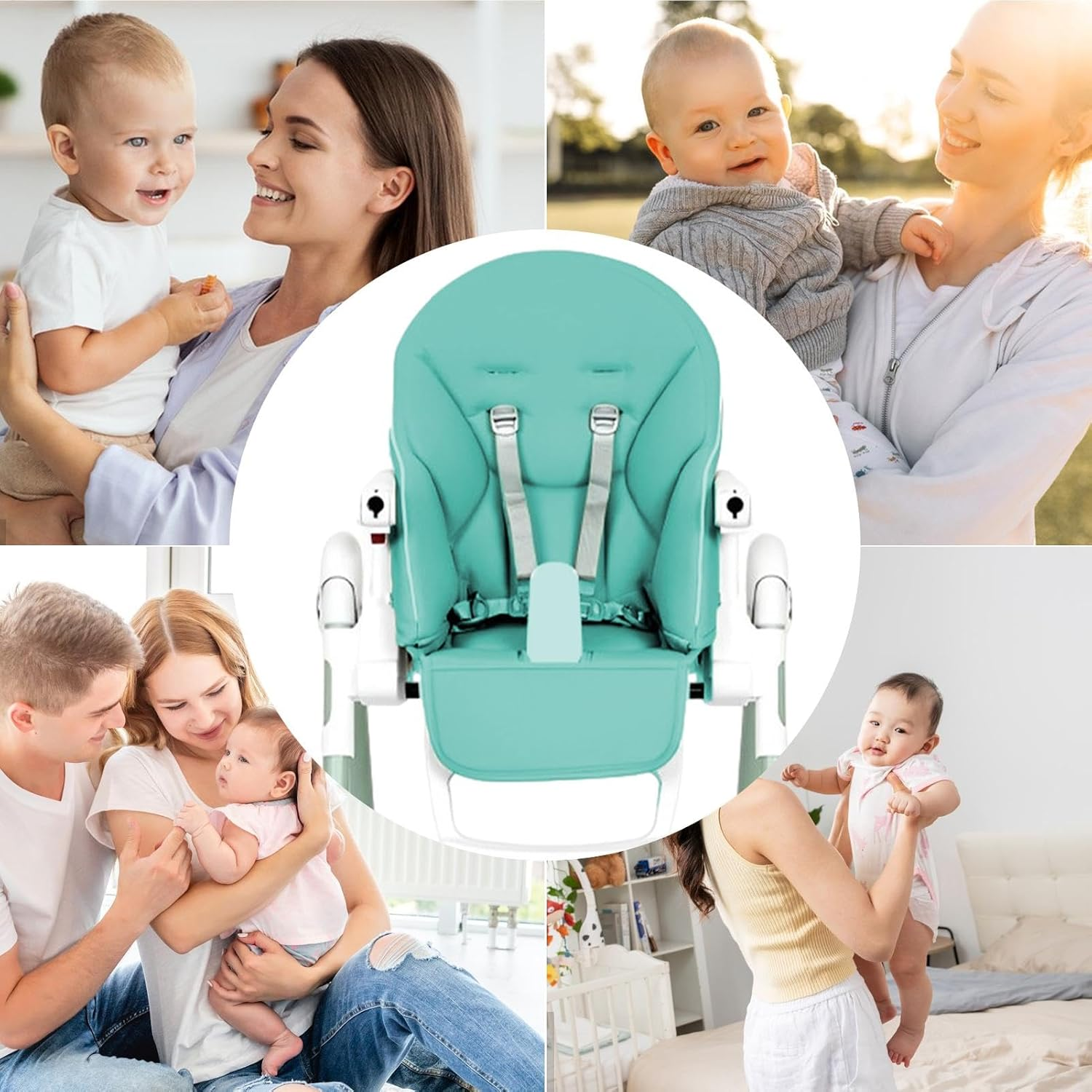 Baby High Chair Cushion,High Chair Covers, Pu Leather Cover for Baby Dining Chair,Baby High Chair Cushion Cover, Baby Dining Chair Seat Cushion Replacement for Peg-Perego, Baoneo, Kosmic Jan - Black image number 6