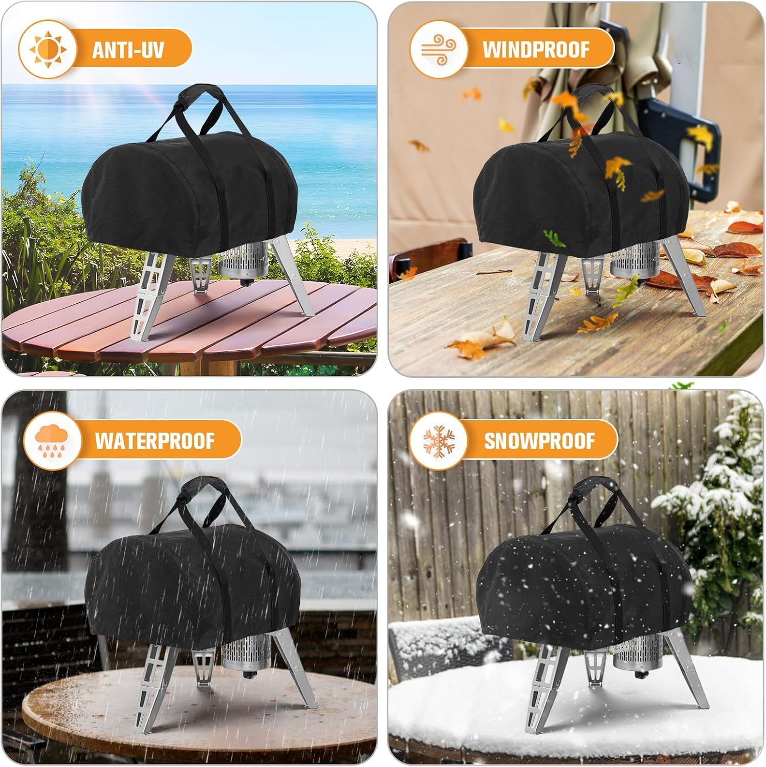 Waterproof Pizza Oven Cover for Gozney Roccbox Pizza Oven, 600D Outdoor Camping Wood Burner Storage Protective Cover Heavy Duty Waterproof Grill Oven Cover - Brown image number 2