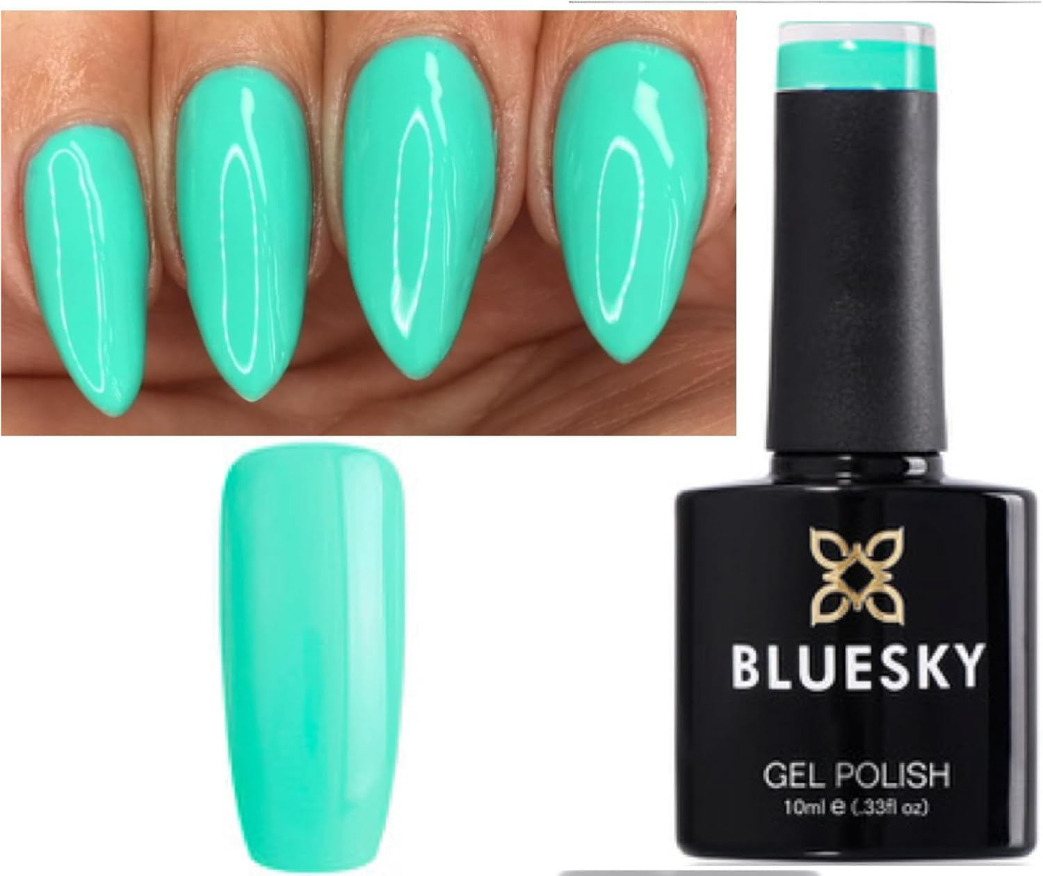 BLUESKY Gel Nail Polish [Tiffany] Turquoise Green Soak off LED UV Light - Chip Resistant & 21-Day Wear 10Ml image number 2
