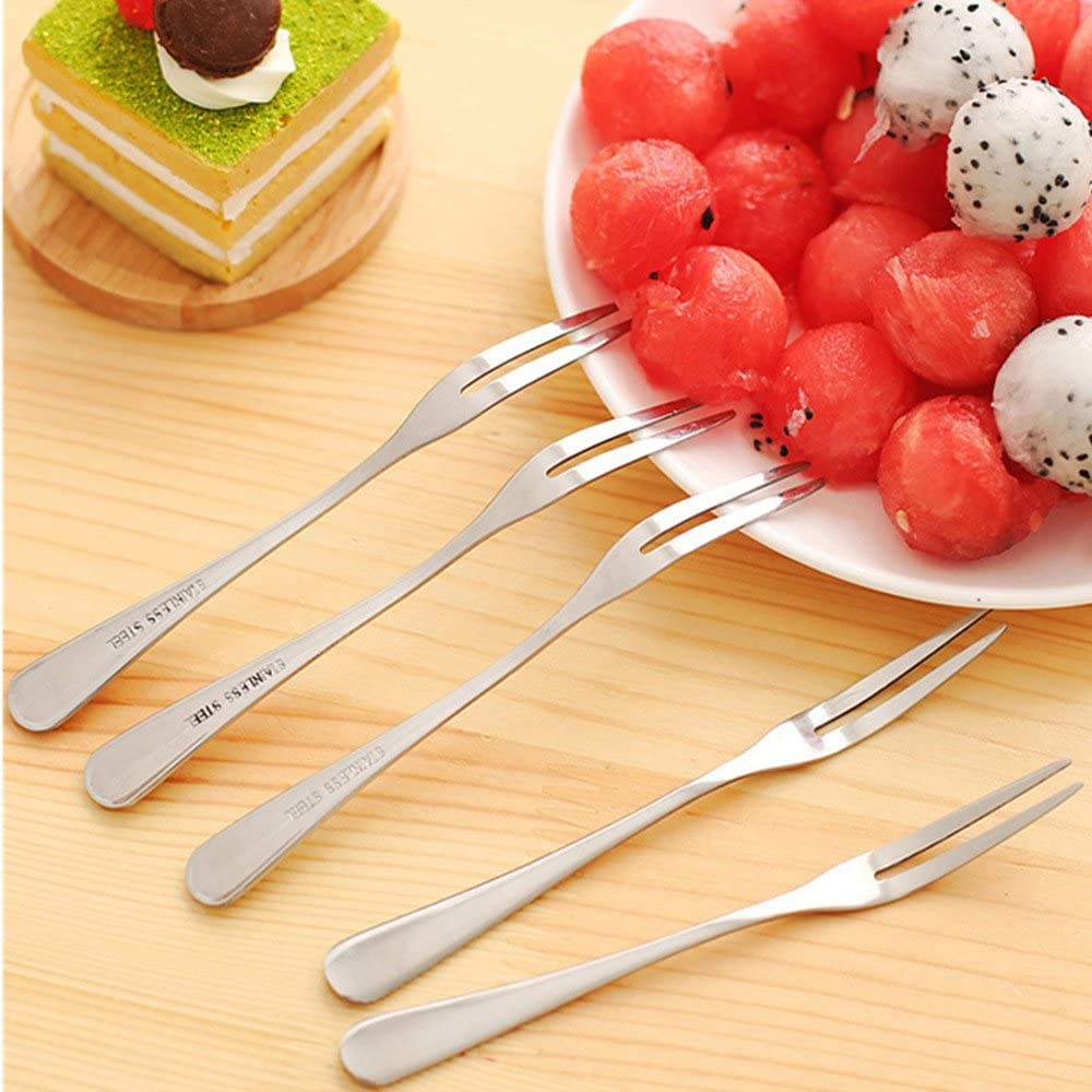 Crab Stainless Steel Forks,Escargot Forks 2 Prong Tasting Appetizer Forks Portable Cocktail Salad Fruit Forks for Party Travel, 5 Inches (15Pcs) image number 1