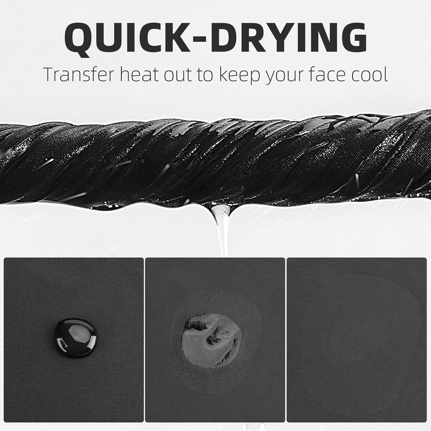 ROCKBROS Cooling Neck Gaiter with Ear Loops Summer Face Coverings for Men Women Cycling Fishing Mask - Black image number 5