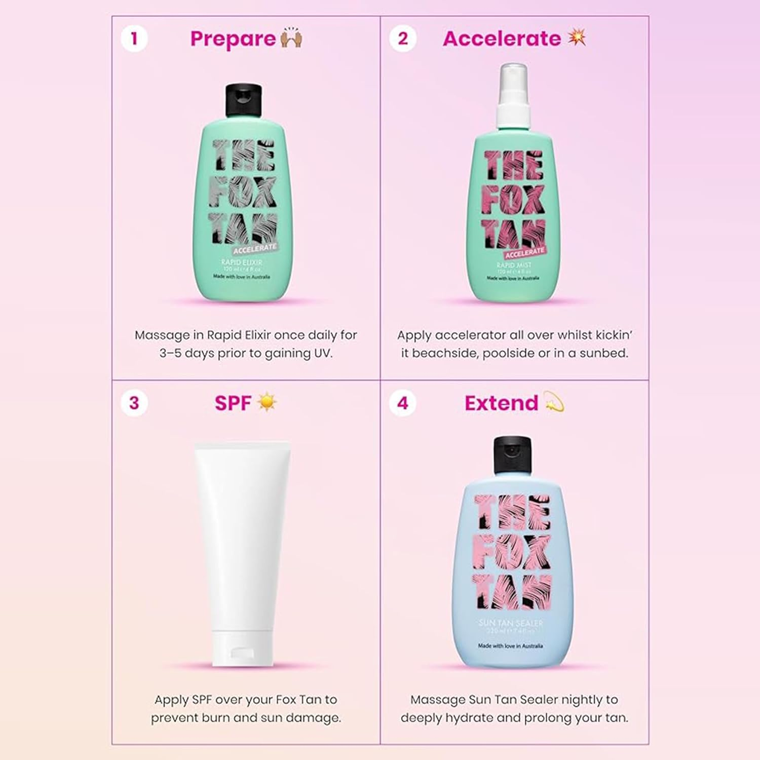 The Fox Tan Rapid Tanning Mist, Natural Tanning Accelerator Mist for Darker & Faster Tans, Creates Flawless Tan Skin, Vegan & Cruelty Free, 120Ml image number 4