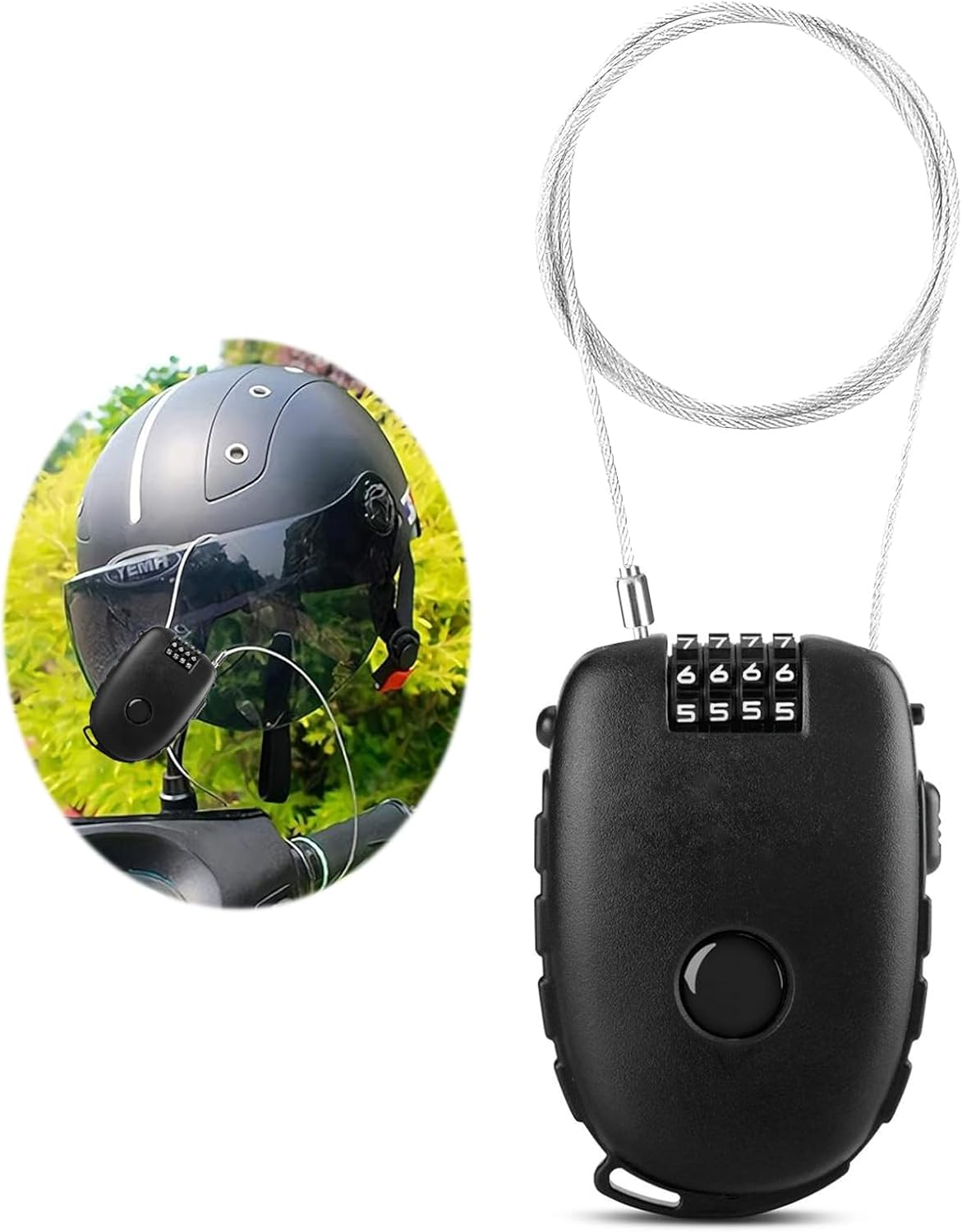 Checkzed 4-Digit Combination Padlock with Flexible Cable, Mini Heifer-Shaped Lock for Luggage, Suitcase, Laptop, Bike, Stroller, Toolbox, Locker, Safety Pad Lock for Travel Security image number 3