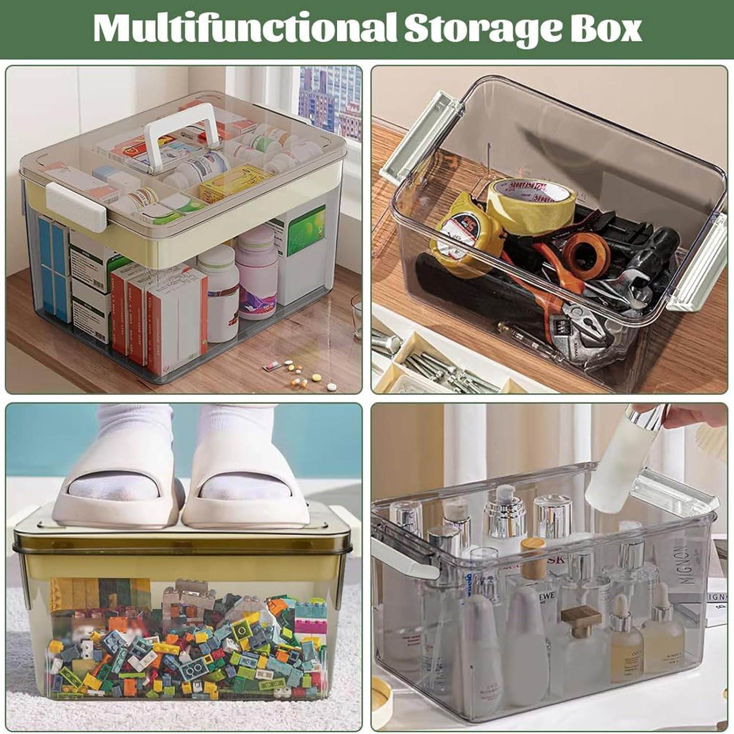 Aping Medicine Storage Box Double Layer Medicine Box Home Medicine Box Plastic Pharmacy Organiser Plastic Storage Box Medicine First Aid Box with Handles 28 X 18.5 X 15.5 Cm Medicine Case for Home image number 6