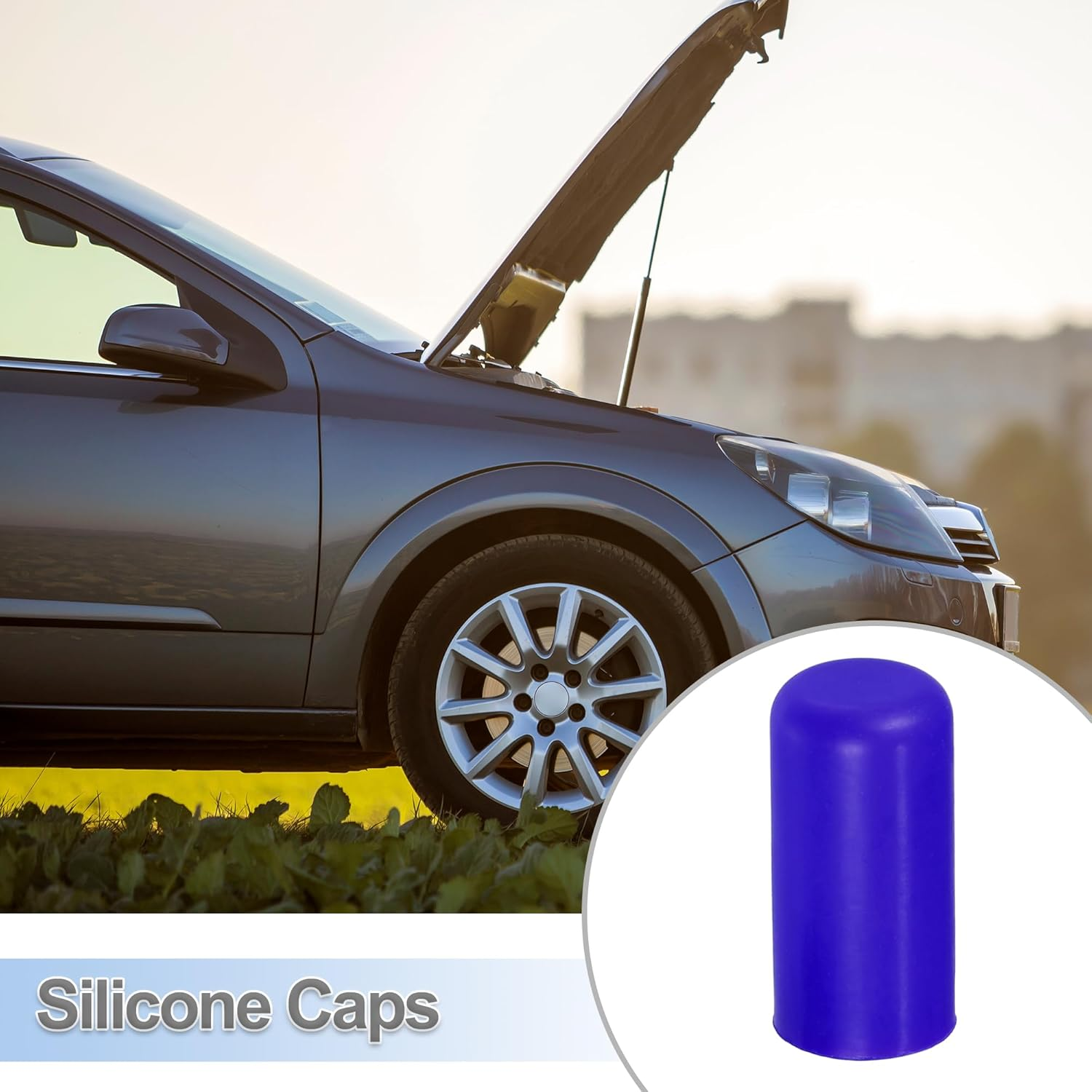 X AUTOHAUX 5 Pcs 8Mm 0.31" Silicone Hose Cap Intake Vacuum Hose Tube End Plug for Car Blue image number 4