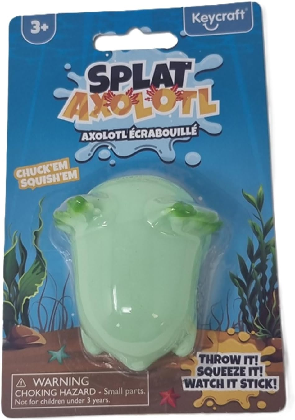 Keycraft Splat Axolotl Toy, Squishy and Stretchy Fun, Toss It and Watch It Stick, Cute and Portable Novelty Toy, Stress-Relief Companion for Kids and Adults, Soft and Squeezable, Ages 3 and Up
