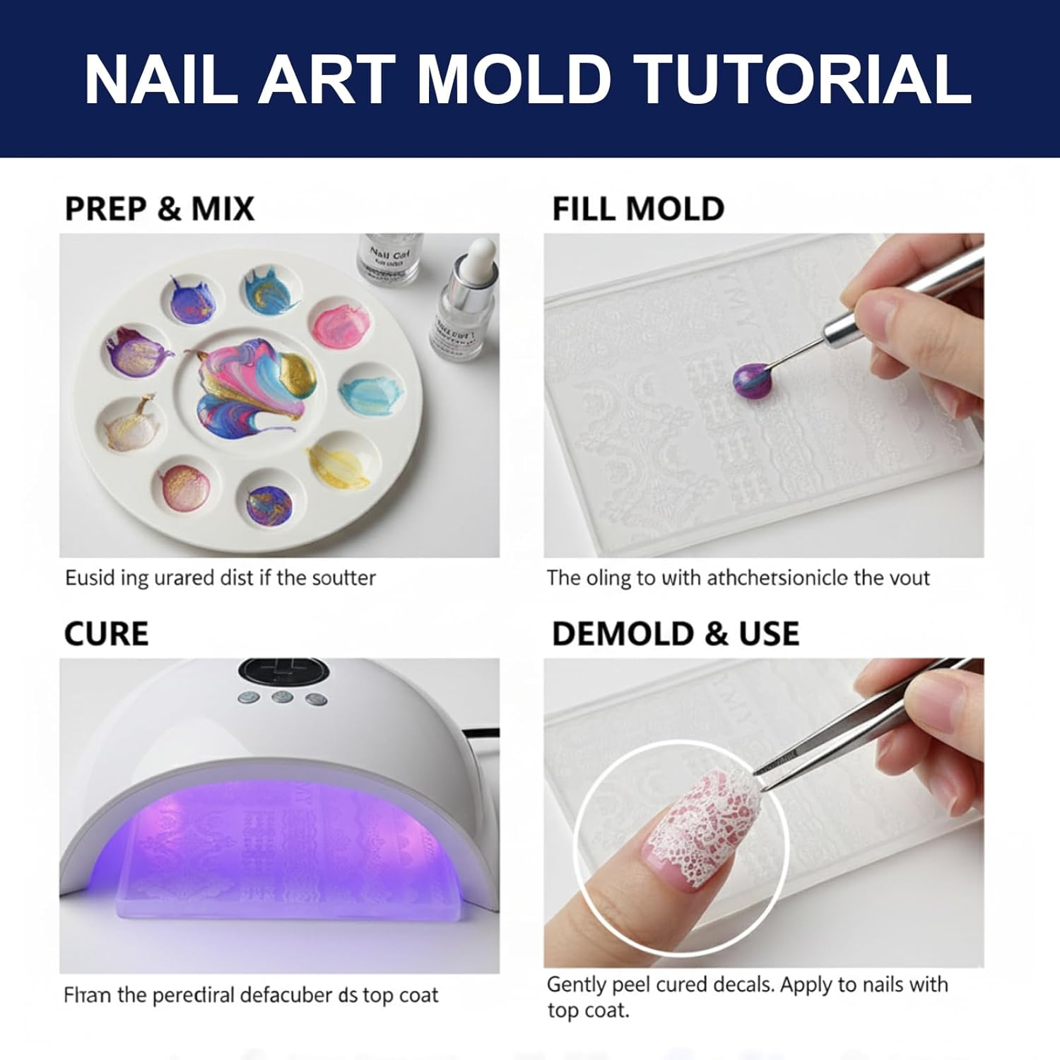 Evadollina Nail Stencil, Nail Stamp, 3D Nail Art Shapes with Tip, Silicone Nail Tool, Y2K Decoration image number 3