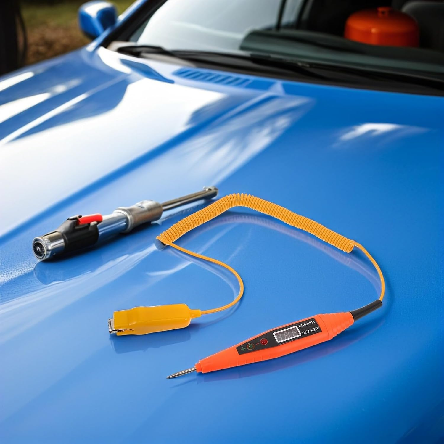 Happyyami Multifunctional Car Circuit Tester Pen with Digital LCD Display Extended Spring Wire Probe for Low Voltage Light Testing Portable Automotive Fuse and Fault Detection Tool image number 3