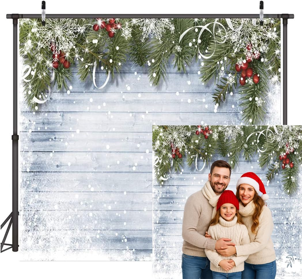 Dudaacvt 10X10Ft Christmas Photography Backdrops Wooden Wall White Snow Backdrop Christmas Decoration Backdrops D219 image number 5