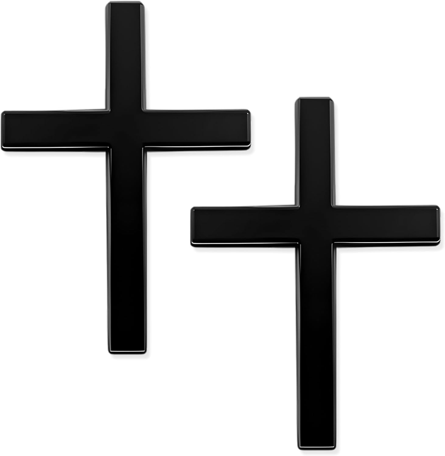 FSTURIOS 2PCS Metal Christian Cross Emblem Stickers, 2.5&times;1.8In 3D Jesus Christ Auto Emblem Badge Decal, Self-Adhesive Styling Cross Decal Decoration for Trunk Tailgate Side Fender (Black)