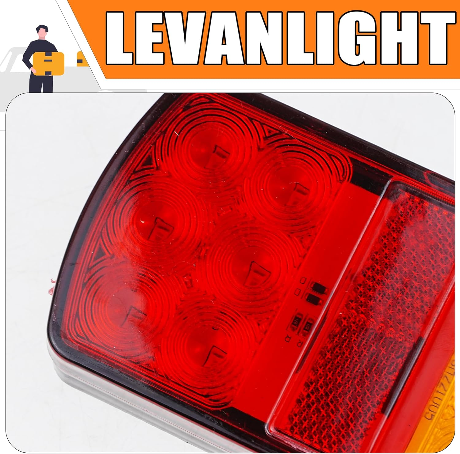 Heavy Duty Submersible Trailer Lights, 2-Pack 12-LED Stop Tail Turn Signal Lamps, Waterproof 12 Volt Durable Sealed Lighting for Trailers, Trucks, and Vans image number 2