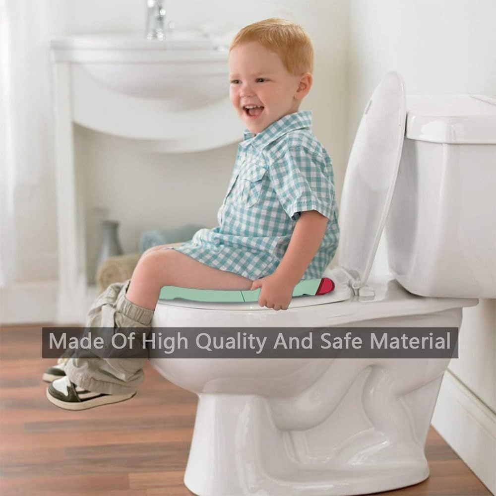 JZS Kids Toilet Seat Cover, Folding Non-Slip Potty Training Seat for Boys and Girls, Travel Portable Reusable Toddlers Toilet Seat Covers Fits round & Oval Toilets(Green) image number 6