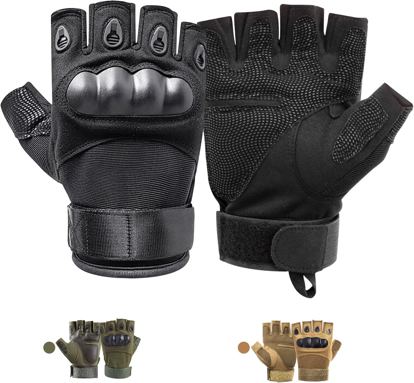 Cubeplug Mens Breathable Padded Fingerless Motorcycle Gloves Half Finger Gloves for Cycling Hiking Climbing Outdoor Sports image number 2