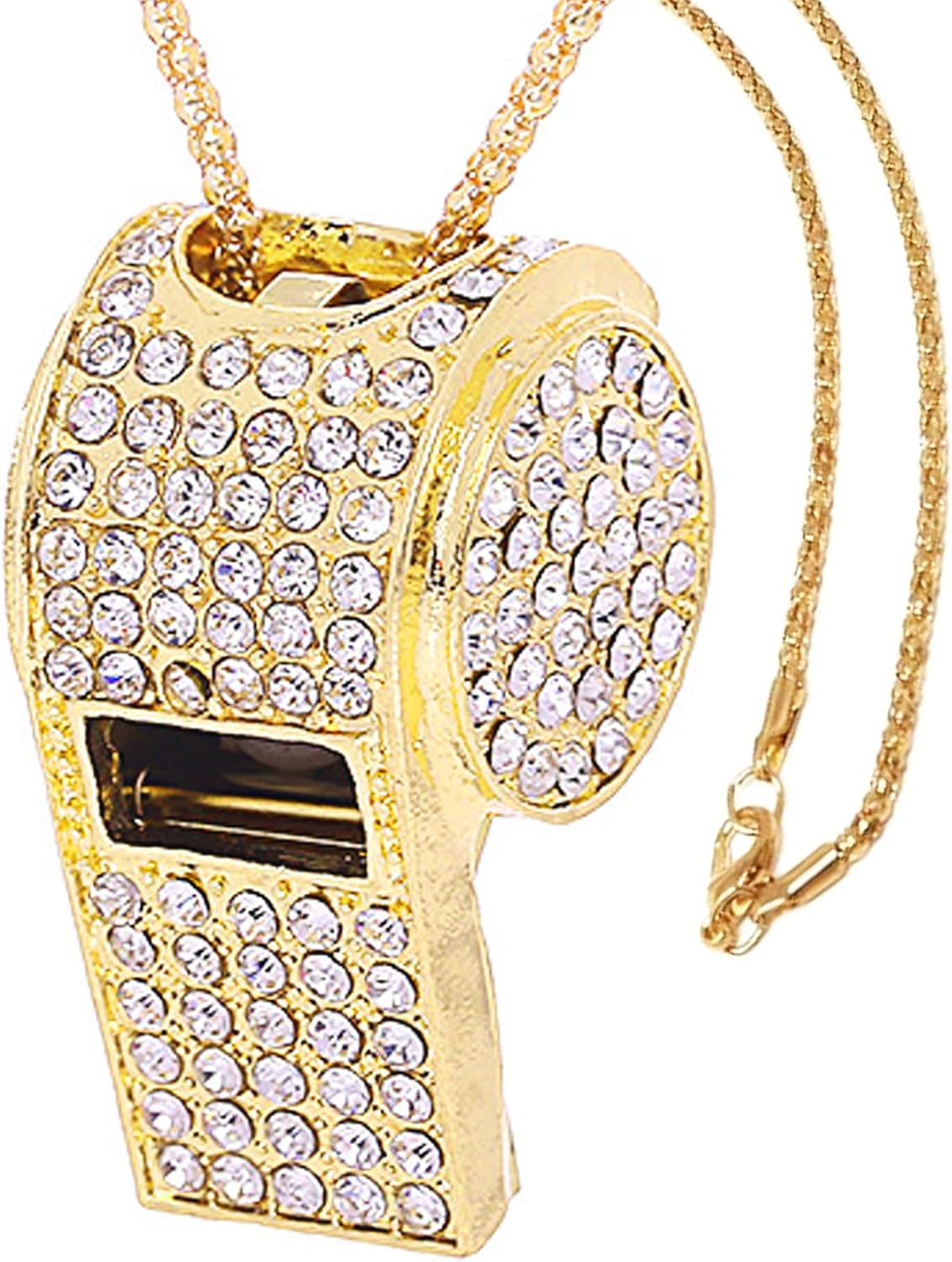 Ugpine Whistle, Metal Crystal Rhinestone Whistle,Bling Whistle,Shining Whistle with Chain for Referees/Coaches/Teachers/Polices/Training