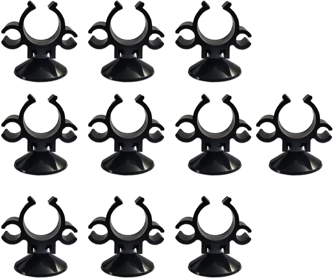 AIMALL 10 PCS Aquarium Suction Cup Pipe Holder, Double Buckle Wire Clip for Fish Tank Oxygen and Water Pipes, Durable Silicone Suction Mount for Turtle Tank and Cable Management image number 3