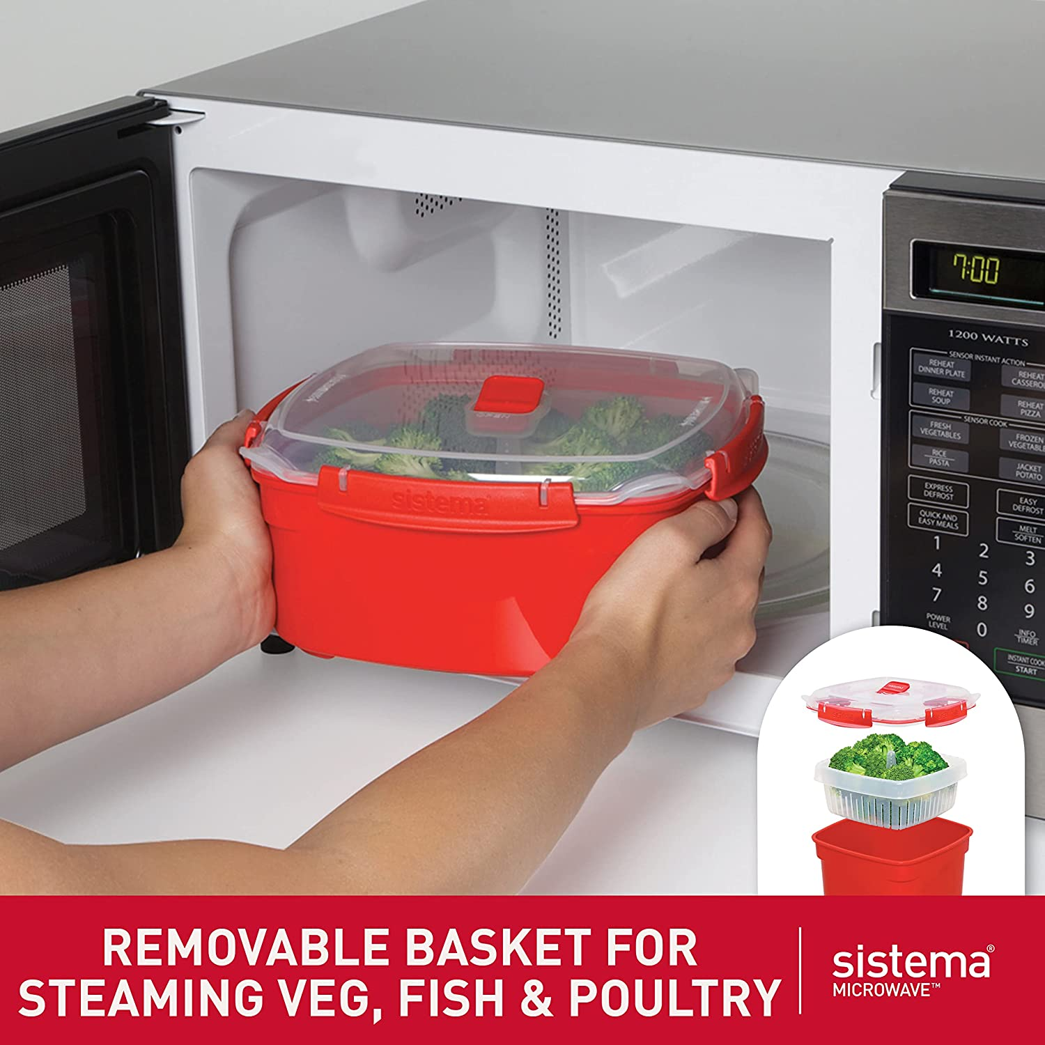 Sistema Microwave 3.2L Large Microwave Steamer, Red image number 2