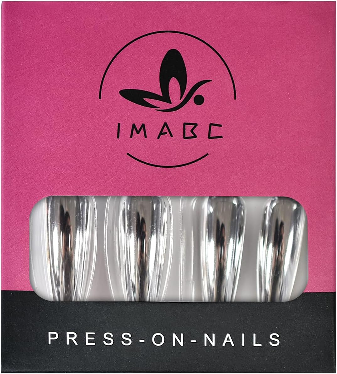 Imabc Silver Punk Metallic Press on False Nails Long Coffin Ballerina Chrome Mirror Fake Nails Full Cover Acrylic Nail Tips with Glue Tape for Women and Girls image number 3