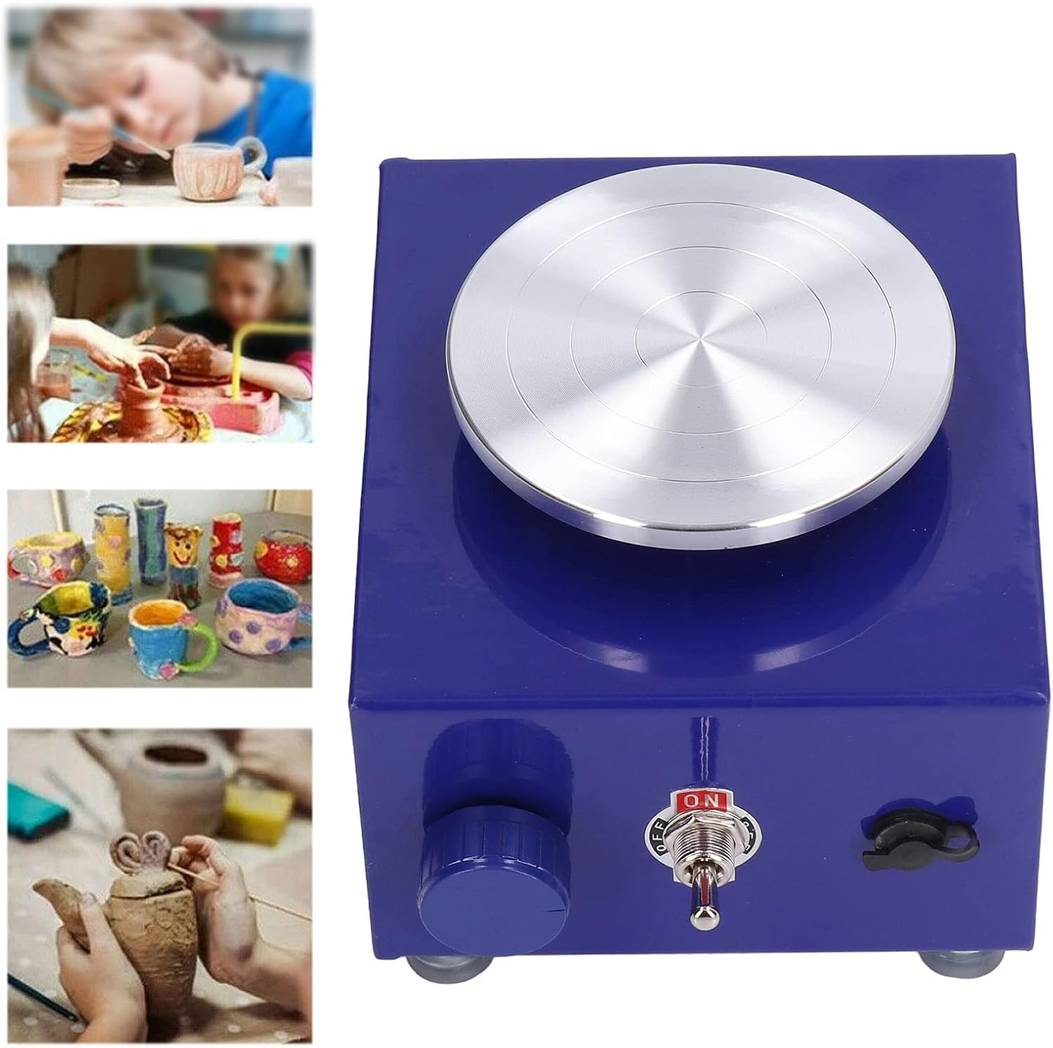 Mini Pottery Wheel for Beginners, Electric Mini Pottery Wheel Machine for Kids with Tray, 8 DIY Clay Tools, 0-2000 RPM Adjustable Speed, Pottery Wheel Clay Tool for Kids Beginner(Au Plug) image number 5
