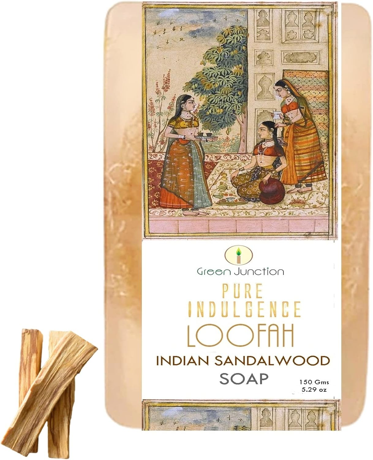 Green Junction Pure Indulgence Premium Range Soap (BIG SOLID SOAP BAR CLEANSERS) Loofah Soap (Indian Sandalwood) image number 2