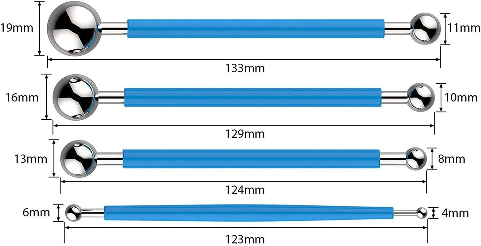 Es&sup3;Kube Nail Art Tool Set, Ball and Wooden Dotting Embossing Stylus for Nail Art - Set of 9 Pieces image number 5