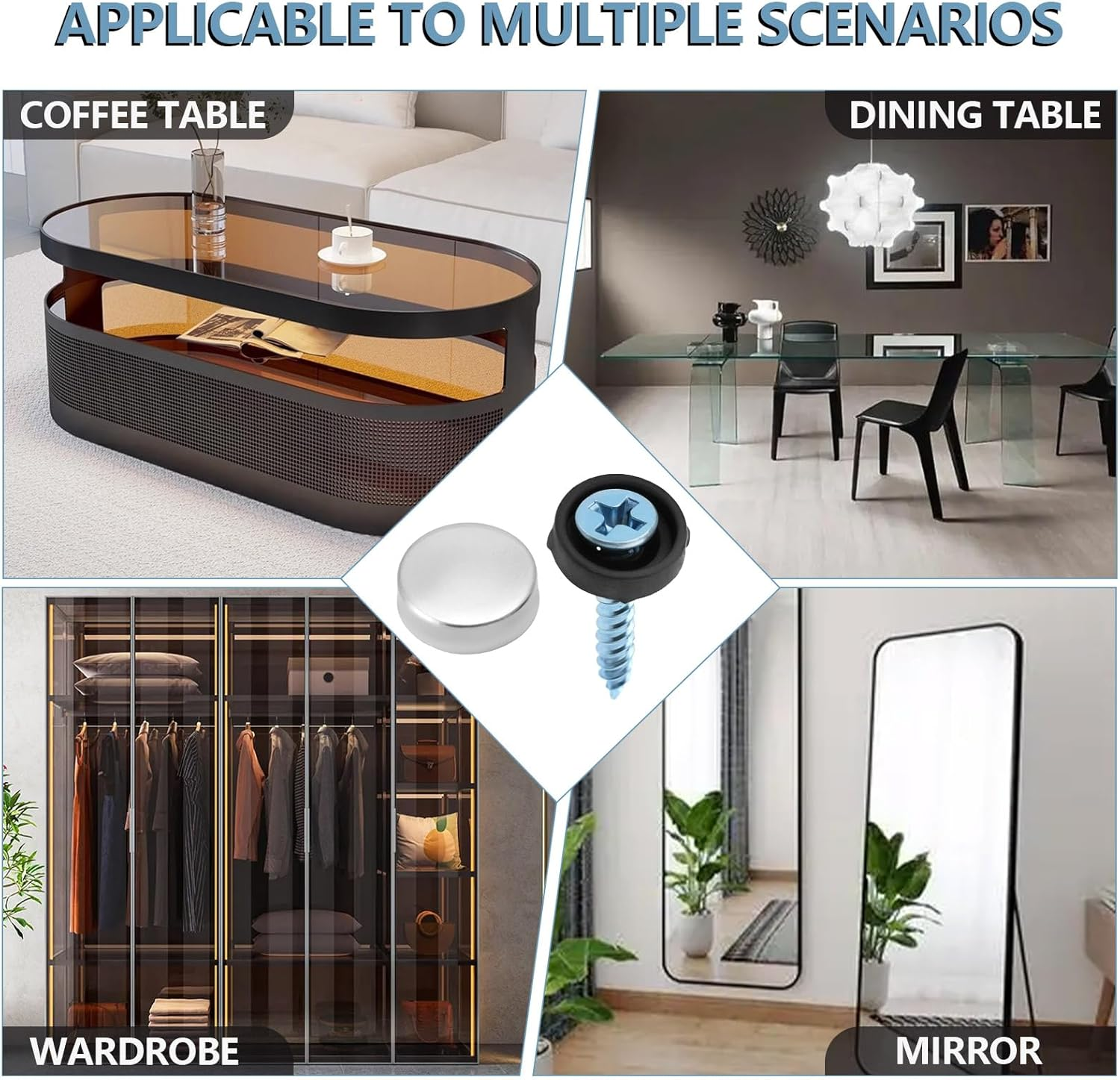 SG Store 80 Sets Mirror Screws 12Mm Stainless Steel Cap Cover Nails for Mirrors Coffee Tables Wardrobes Glass Furniture Glass Signs image number 5