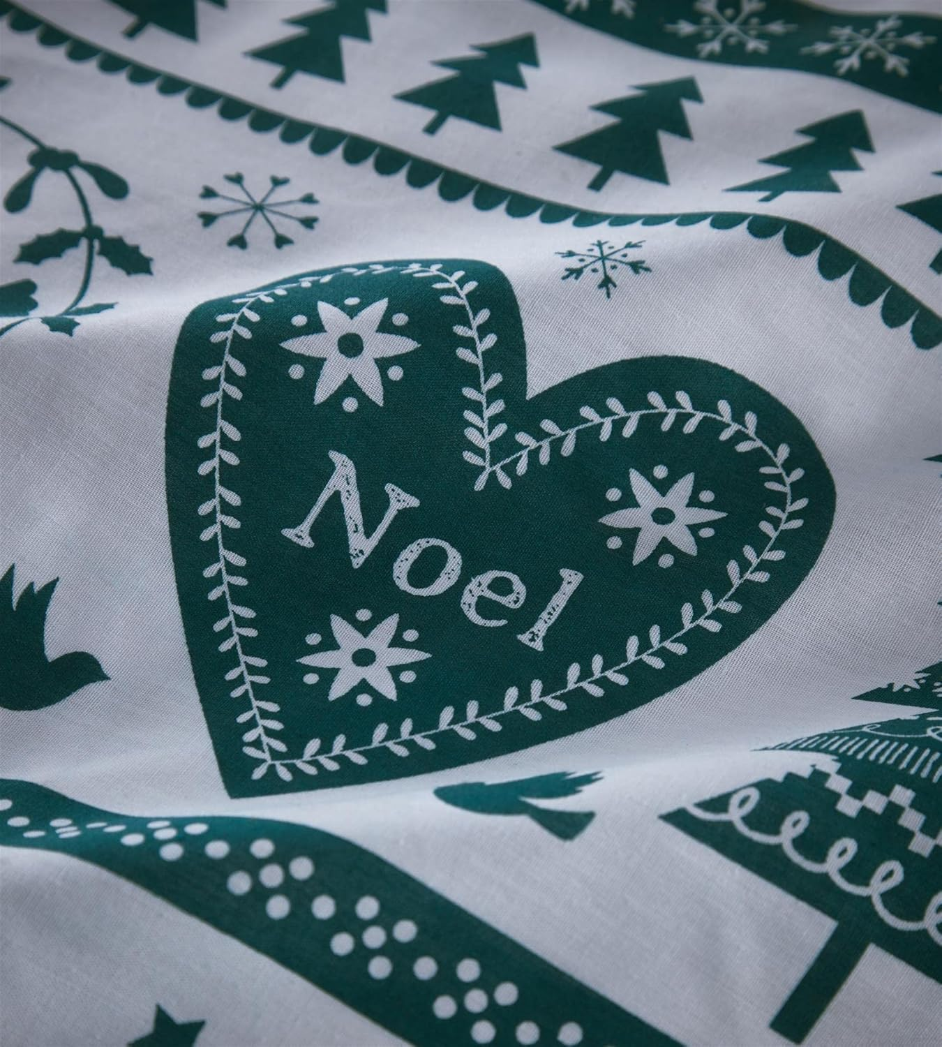 Portfolio Home Festive Noel Teal Green Duvet Cover Set Christmas Super King Bedding Set PNOED4C image number 3