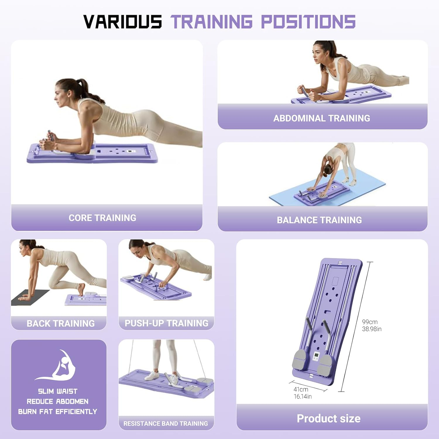 Pilates Board - Pilates Reformer Set, Multi-Purpose Foldable Pilates Reformer Board for Home, 5 in 1 Pilates Sliding Board image number 2