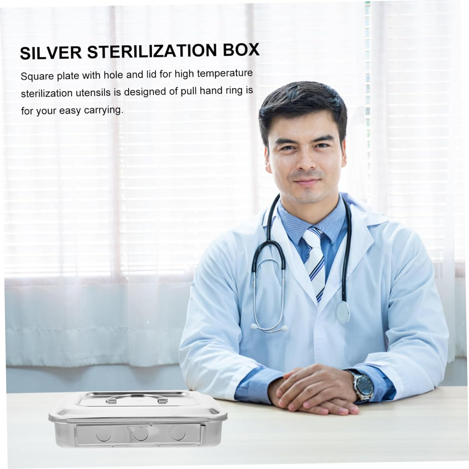 FRCOLOR Bottle Oven Thermometer Square Tray Silver Trays Hammered Silver Stainless Steel Storage Box Instrument Sterilization Box Soaking image number 6