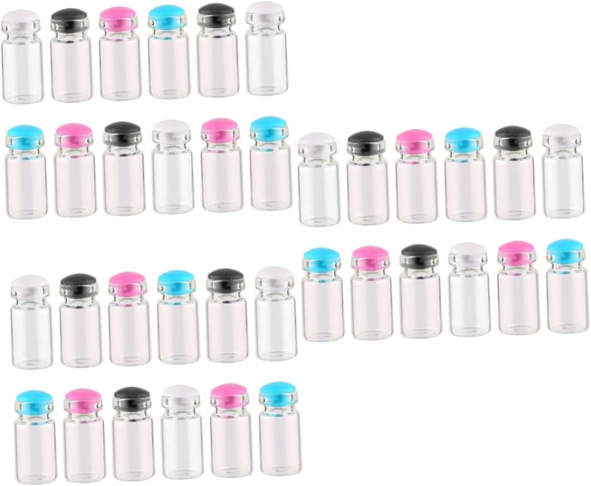 Ciieeo 150Pcs Mini Glass Jars Silicone Plug Small for DIY Wish Bottles for Message Weddings and Party Favors Random Color image number 3
