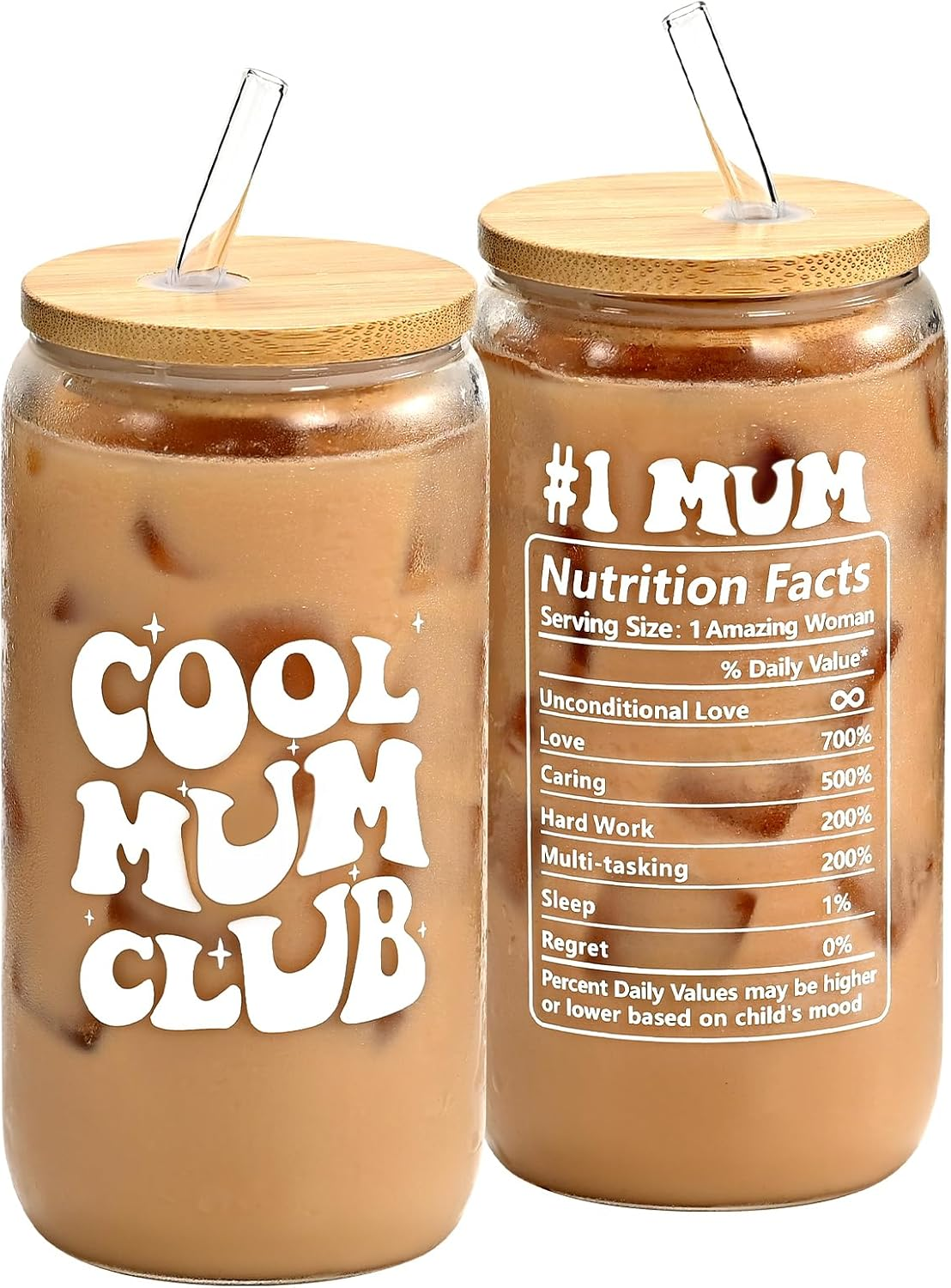 Mothers Day Gifts, Gifts for Mum, Mum Birthday Christmas, 16Oz Glass Cup with Bamboo Lid image number 3