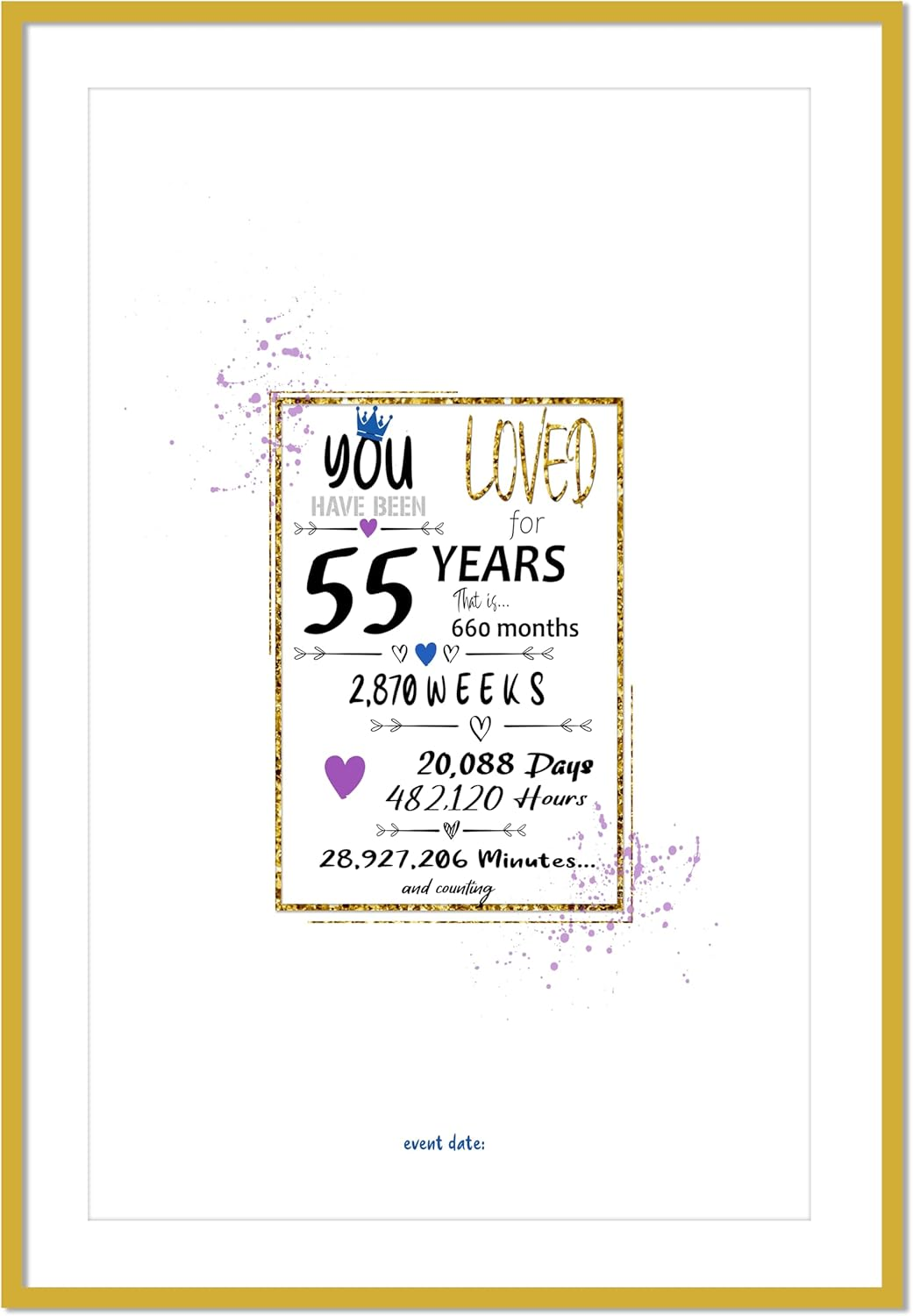 55Th Birthday Party Guest Book Poster - Table Centerpiece Decoration Banner for Women or Men Turning 55 Year Old - Sweet Guest Book Alternative - Size A3 Art Anniversary Keepsake Sign for Wishes image number 3