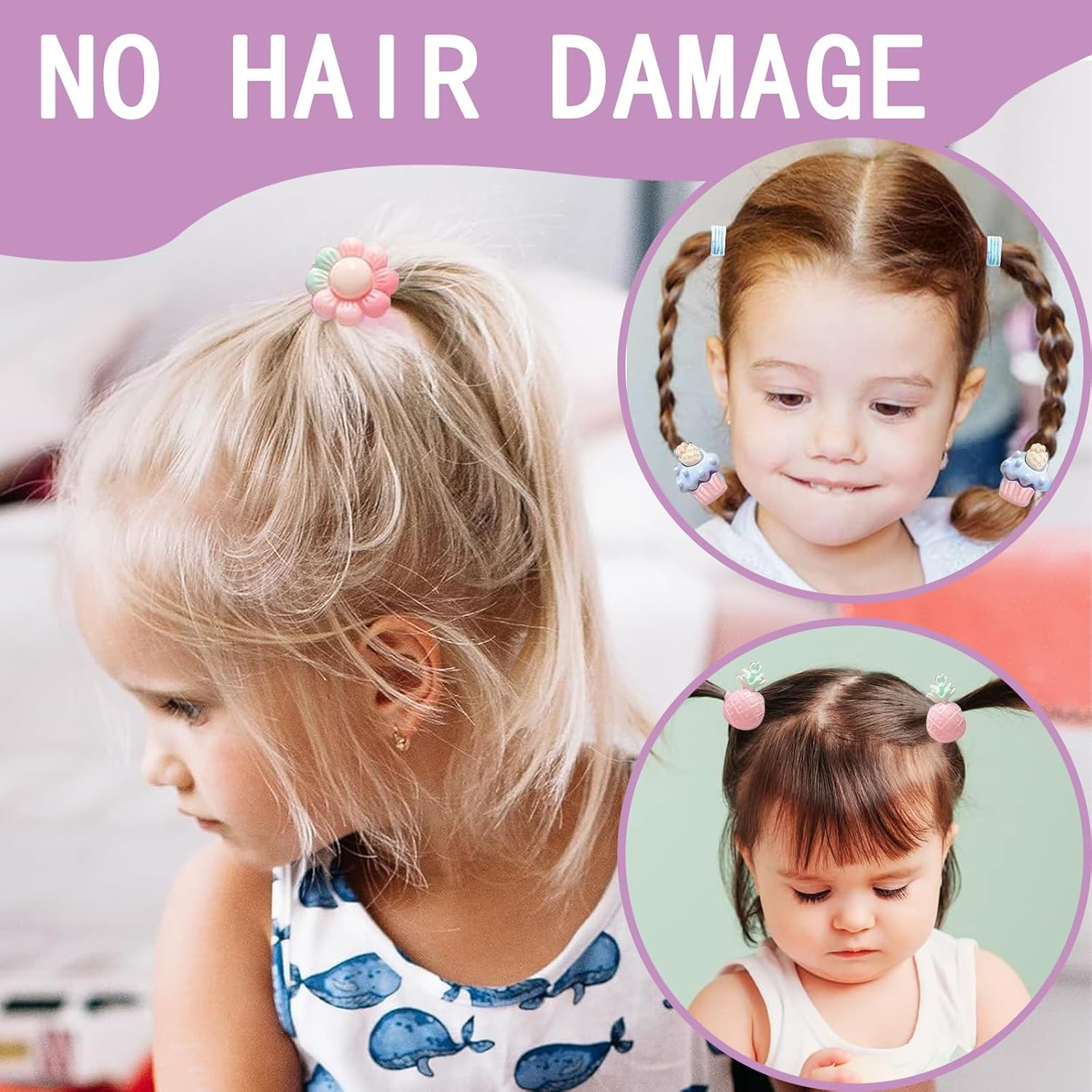 SWYSGS Pack of 40 Hair Bobbles Girls, Colours Small Hair Scrunchies, Mini Seamless Hair Bands, Hair Band, Baby Multicoloured Soft Scrunchie Small for Girls, Children, Toddlers, Baby image number 6