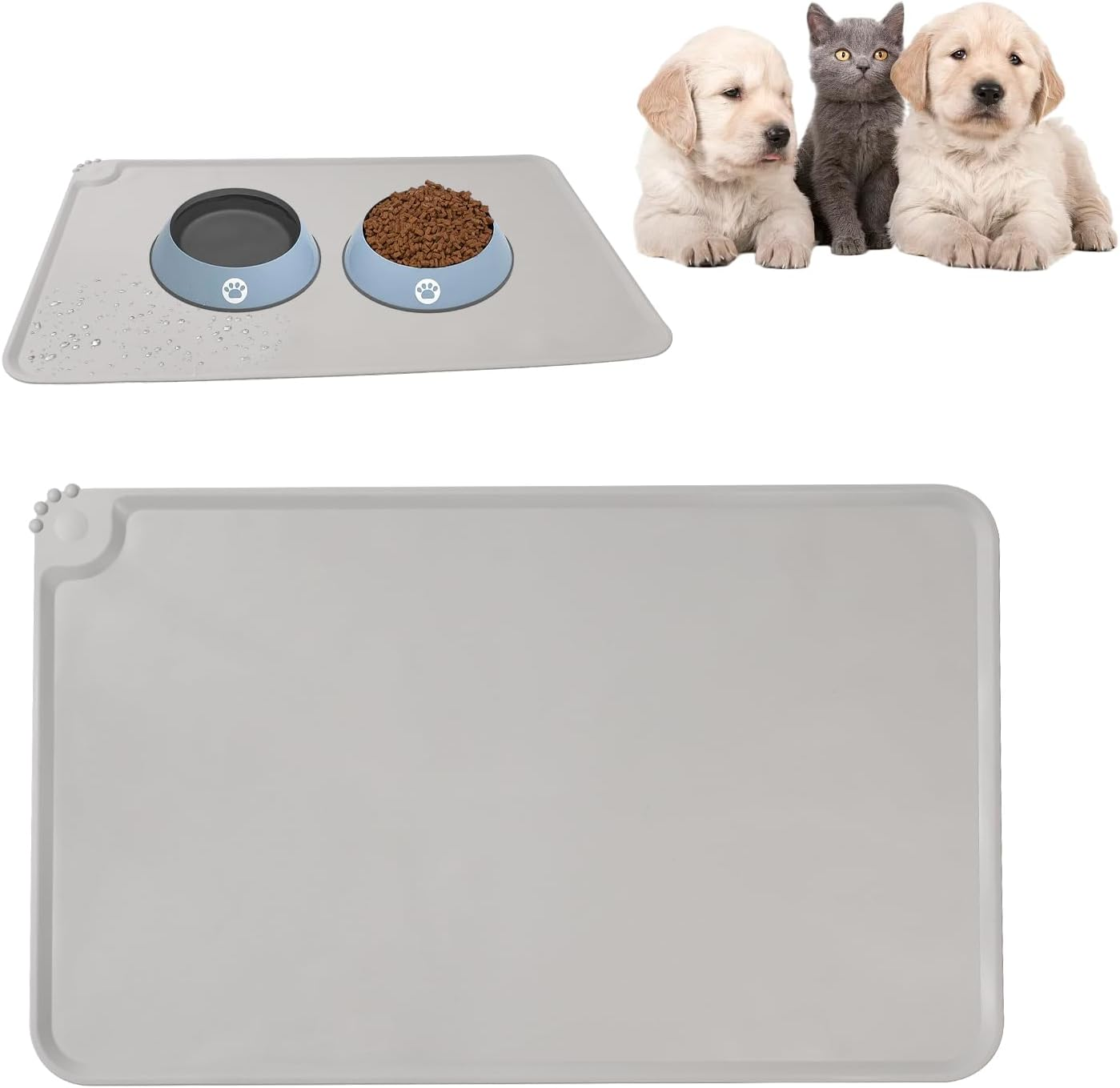 Dog Cat Feeding Mat, Silicone Waterproof Pet Food Mat, Dog and Cat Bowl Mat Non-Slip Mat for Feeding Bowl Dog and Cat Feeding Bowl, Feeding Mat 48 X 30 Cm image number 4