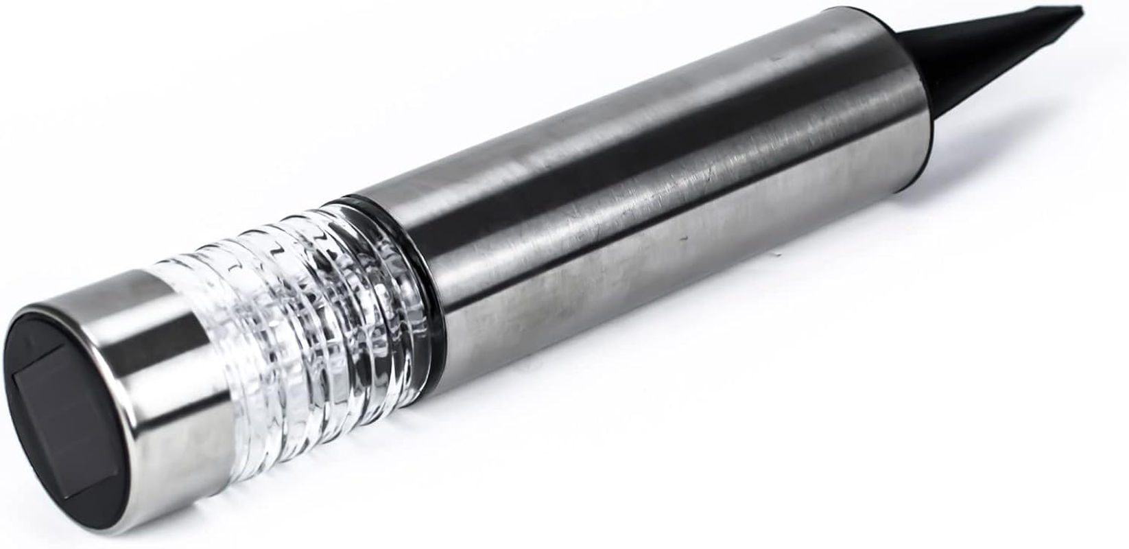 STATUS Dubbo Outdoor Garden Solar Light / 3 Pack of 6.3 Centimeter LED Bollard Stake Solar Light / Stainless Steel / Waterproof Garden Ornament Solar Light / Rechargeable Battery Included