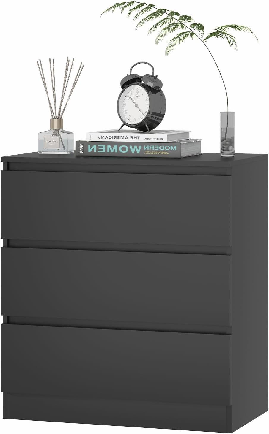 Ufurniture Bedside Table 3 Drawers Side Table Nightstand for Bedroom Living Room White