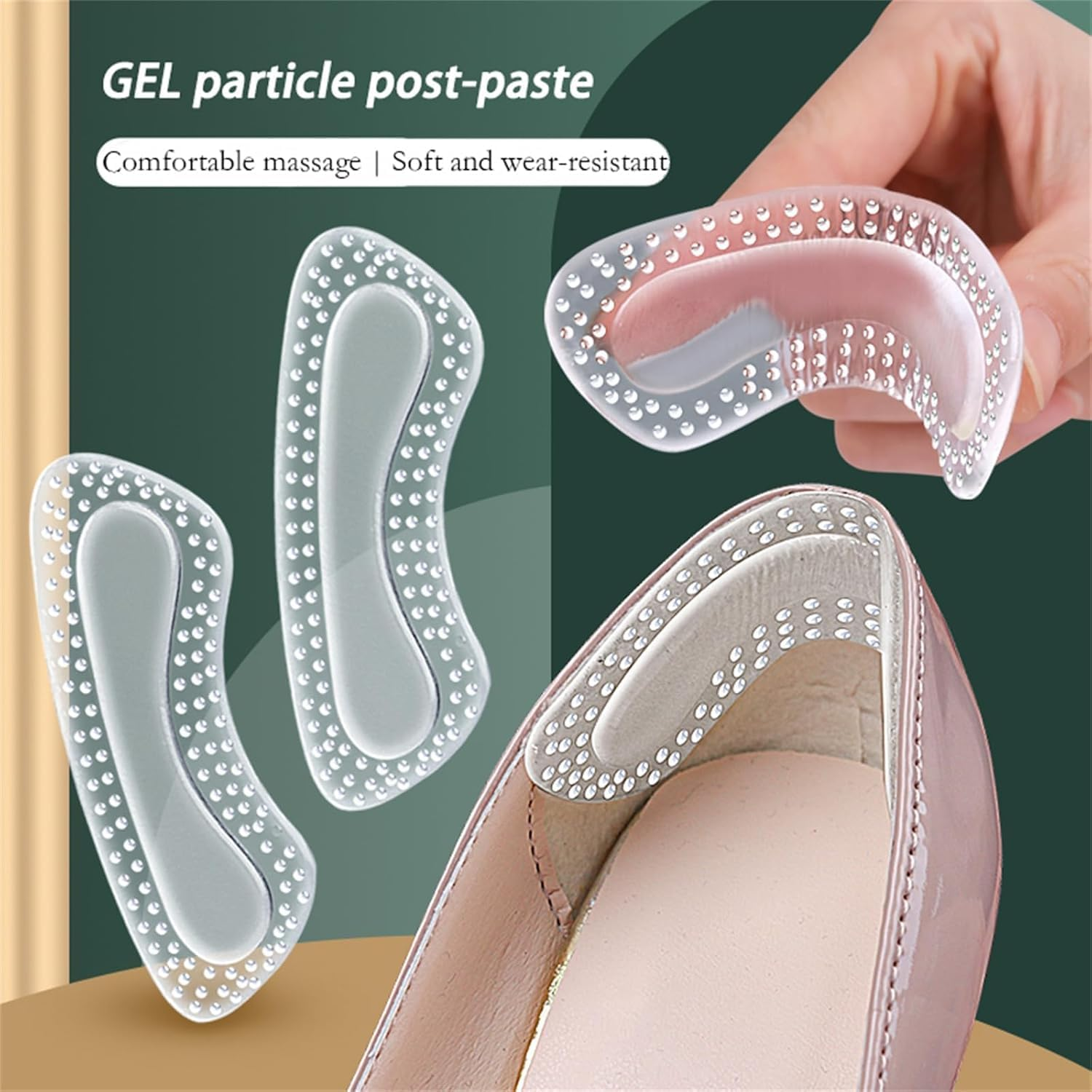 JOWILIN Clear Heel Grips, 2 Pairs Soft Silicone Heel Pads, Prevent Slipping and Rubbing, Self-Adhesive Heel Cushion Inserts, Reusable Anti-Slip Gel Heel Protector for Women for Loose Shoes image number 2