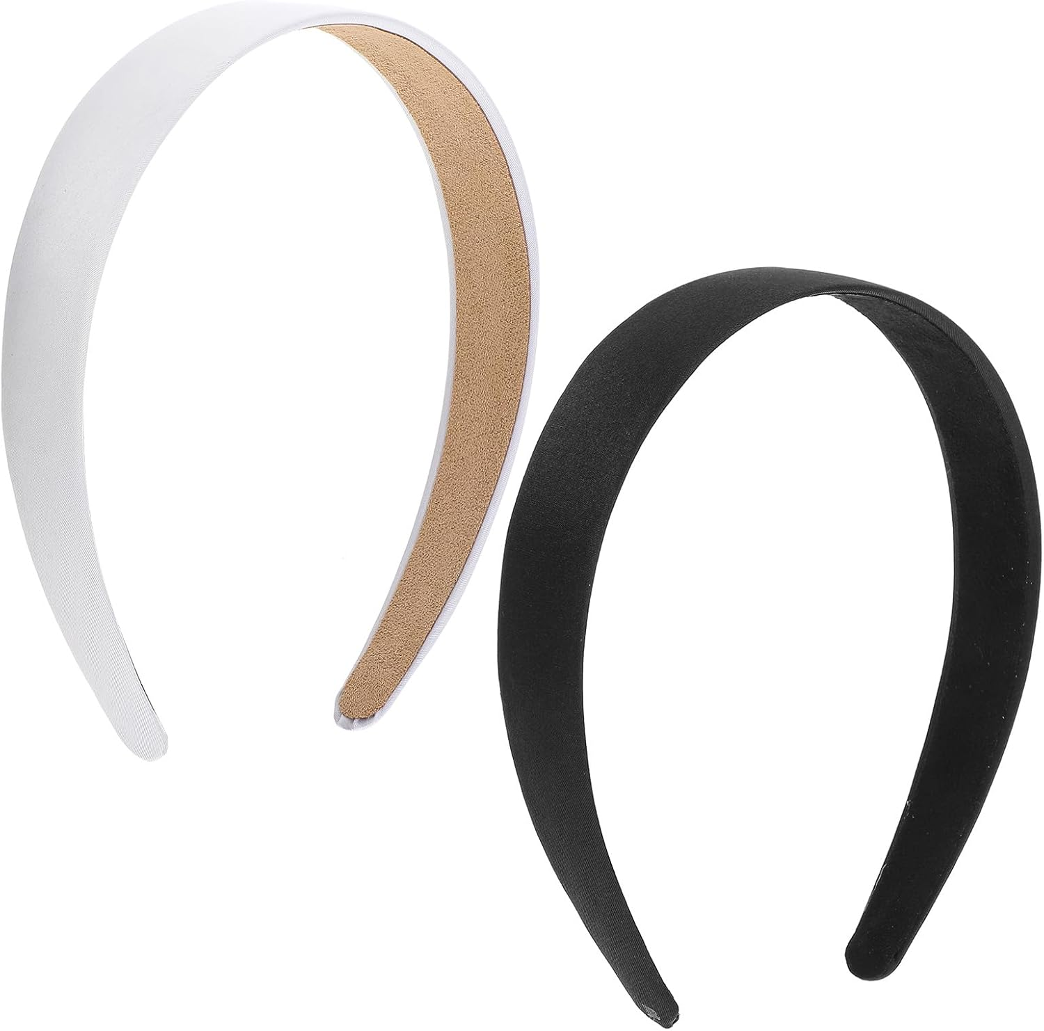 2Pcs Black Headband: Satin Black Headband for Women Girls, Plain Wide Hair Band Hoops, Fashion Elastic Solid Hairband Accessories,Anti-Slip Solid Headbands Soft Simple Hair Bands for DIY Craft Cosplay image number 3