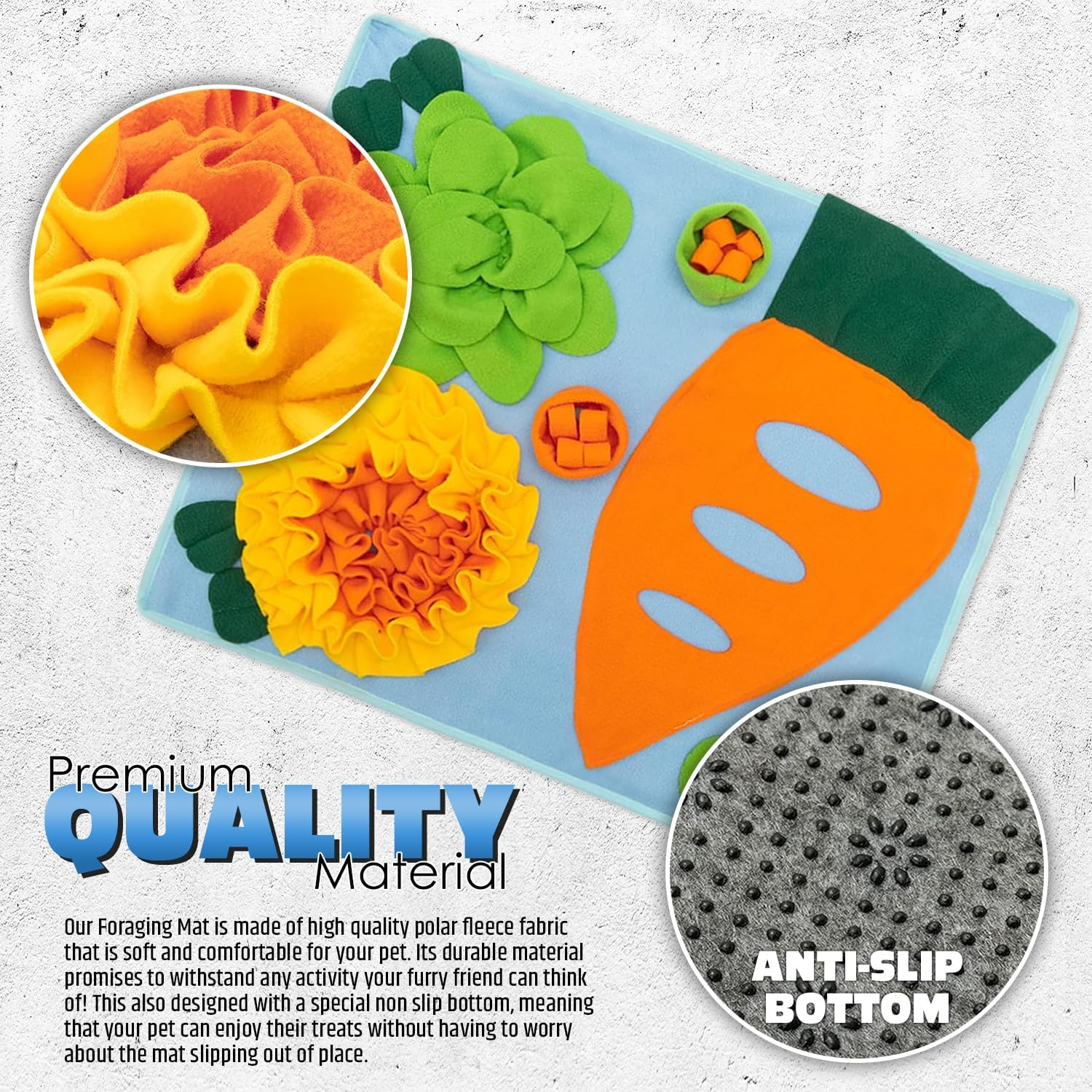 Rabbit Snuffle Forage Mat, Felt Cloth Pet Foraging Mat, Enrichment Activity for Rabbits, Guinea Pigs, Ferrets, Chinchillas, Interactive Washable Fleece Dispenser Cat Bunnies Hay Feeder Indoor Hamsters image number 3