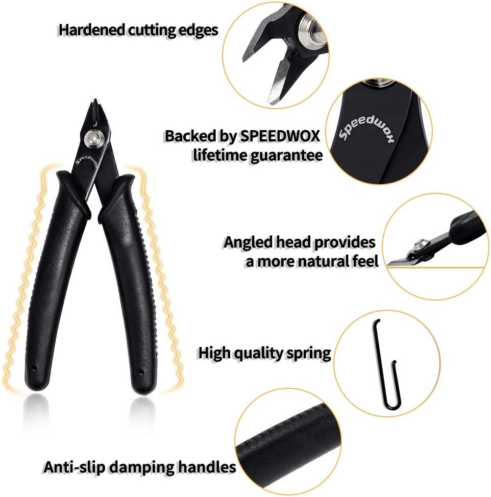 SPEEDWOX Flush Cut Wire Cutters - 5 Inch Diagonal Side Cutting Pliers, Mini Electronic Scissors, Oblique Shear with Internal Spring - Precision Fine Jewelry Making Tool image number 1