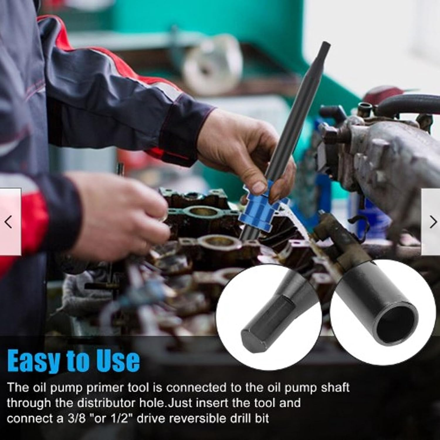Oil Pump Priming Tool, Small Block Oil Pump Priming Tool Increases Oil Pressure Durable Easy Assembly for V6 V8 image number 5