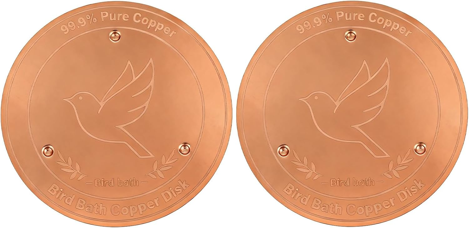 2Pcs Bird Bath Cooper Disks, 99.9% Pure Copper Purification Disk Universal Fit for Outdoor Bird Baths & Fountains Naturally Keeps Water Clean image number 6