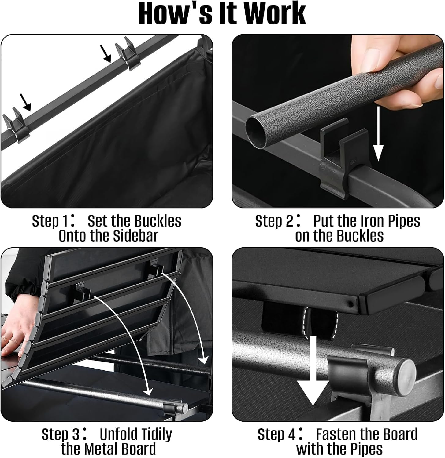Portable Folding Wagon Tabletop, Black Aluminum Board 34X21 Inch, Heavy-Duty 68 LBS Capacity for Outdoor Camping, Party, Family Activities image number 2